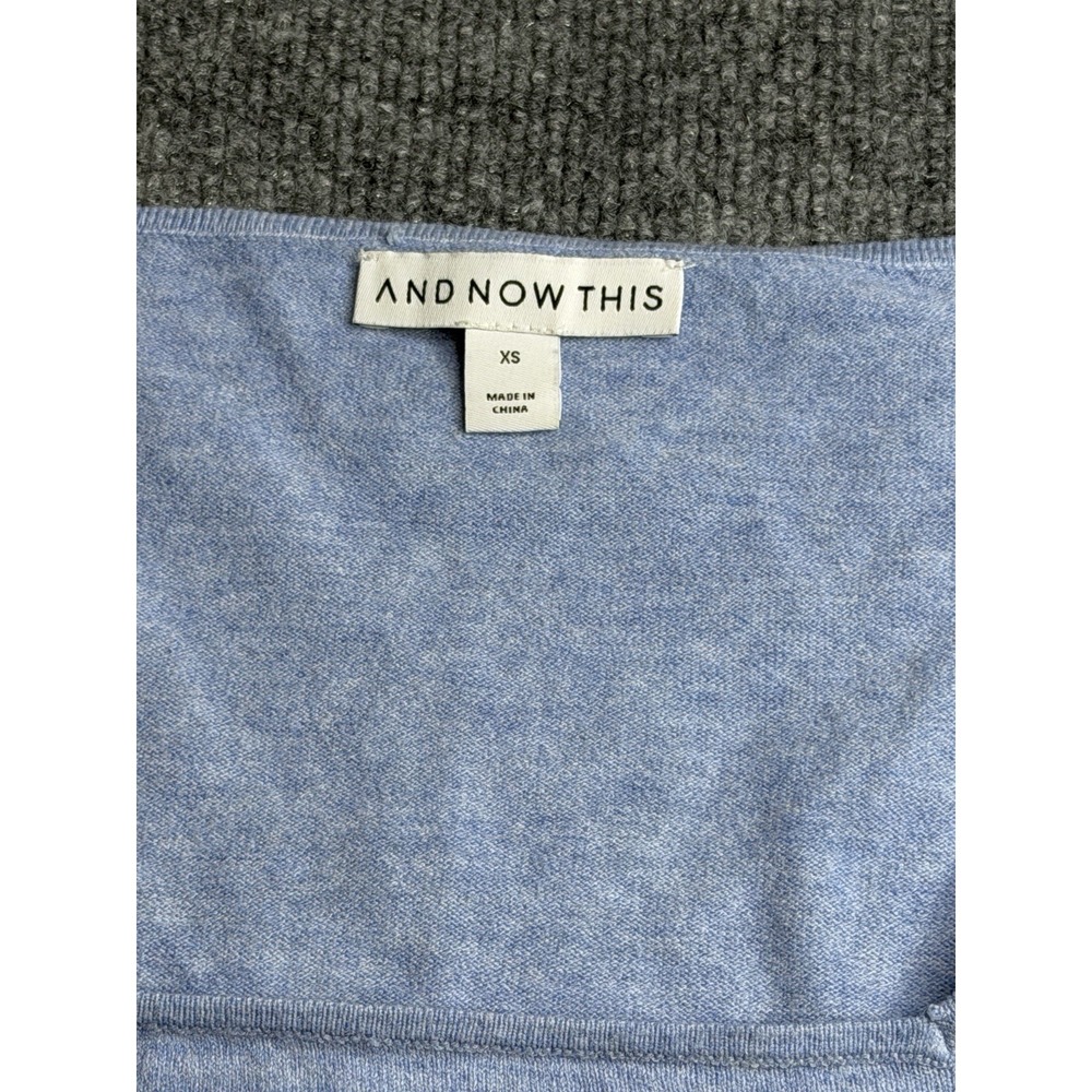 And Now This Blue Size XSmall Long Sleeve Blouse Square‎ Neck Sweater Crop Top - Picture 7 of 9